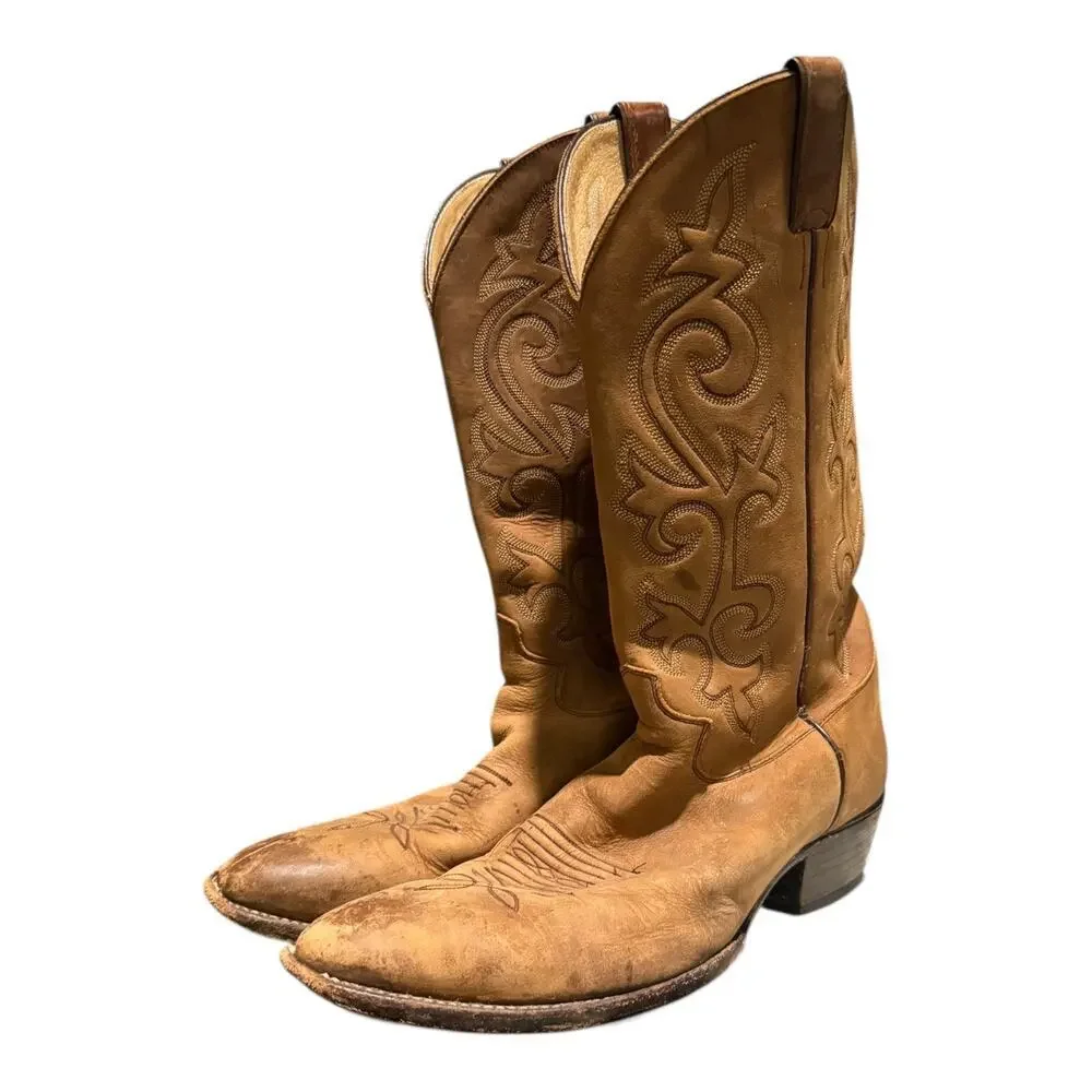 Justin Men’s 2330 USA 11.5 EE Tan Western Cowboy Leather Trail Boss Boots